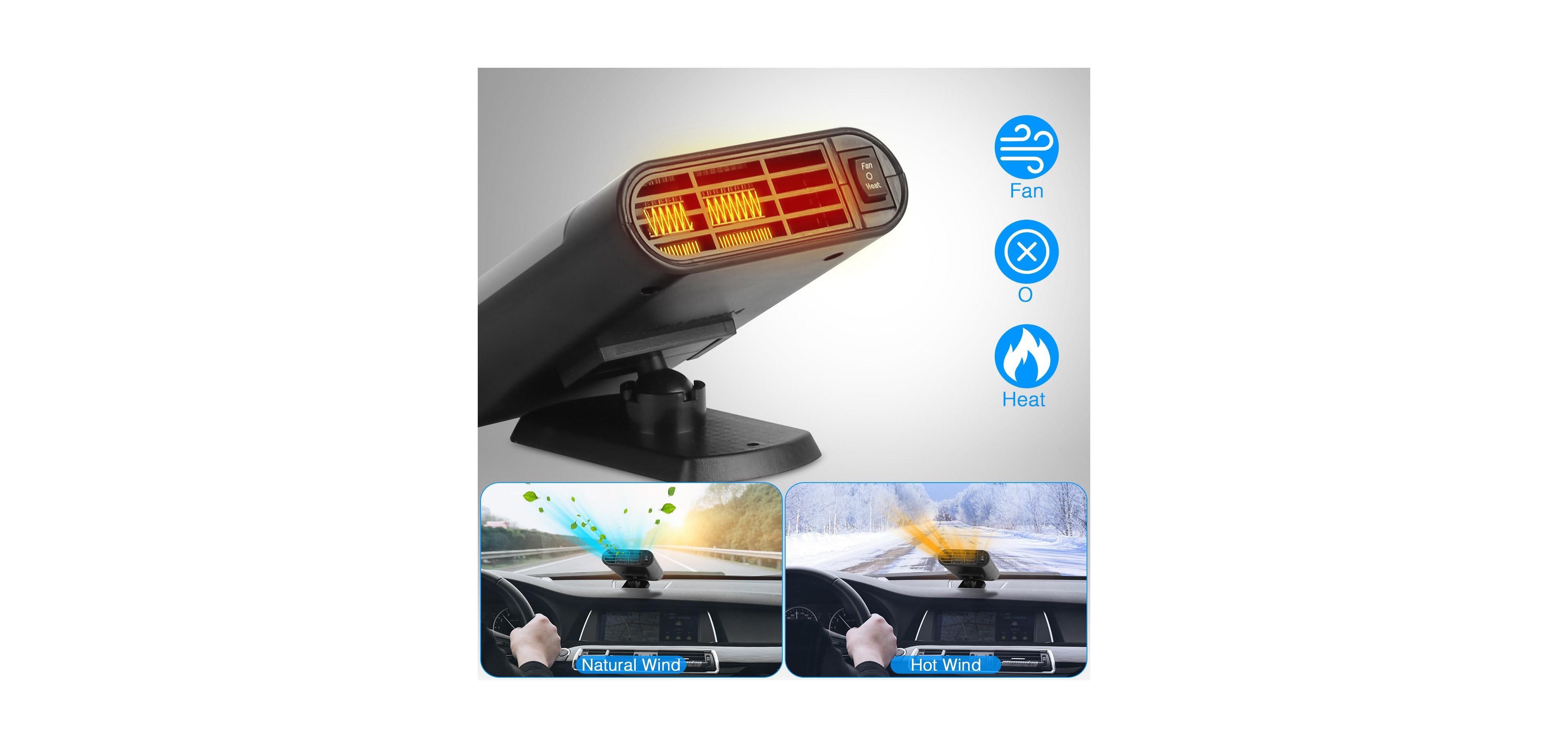 Sevorley 24V Car Truck Heater -200W Fast Heating and Fan Mode, 360degree(s) Adjustable, 2 in 1 Defroster Defogger Demister Windshield Heater Defog
