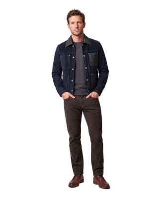 Men's Genuine Suede Barn Jacket with Point Collar and Patch Pockets