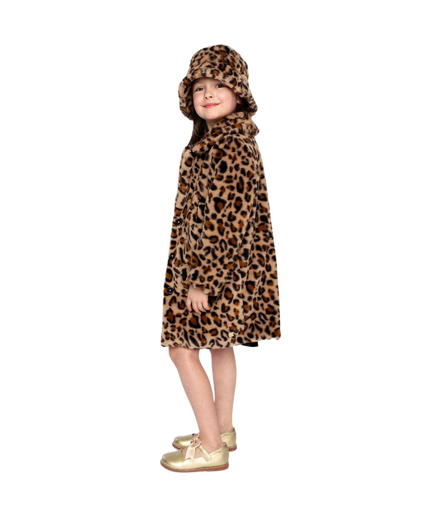 Куртка Deux par Deux Faux Fur Long Coat Leopard Print для девочек-малышей, цвет: Коричневый / Леопардовый — фото 5