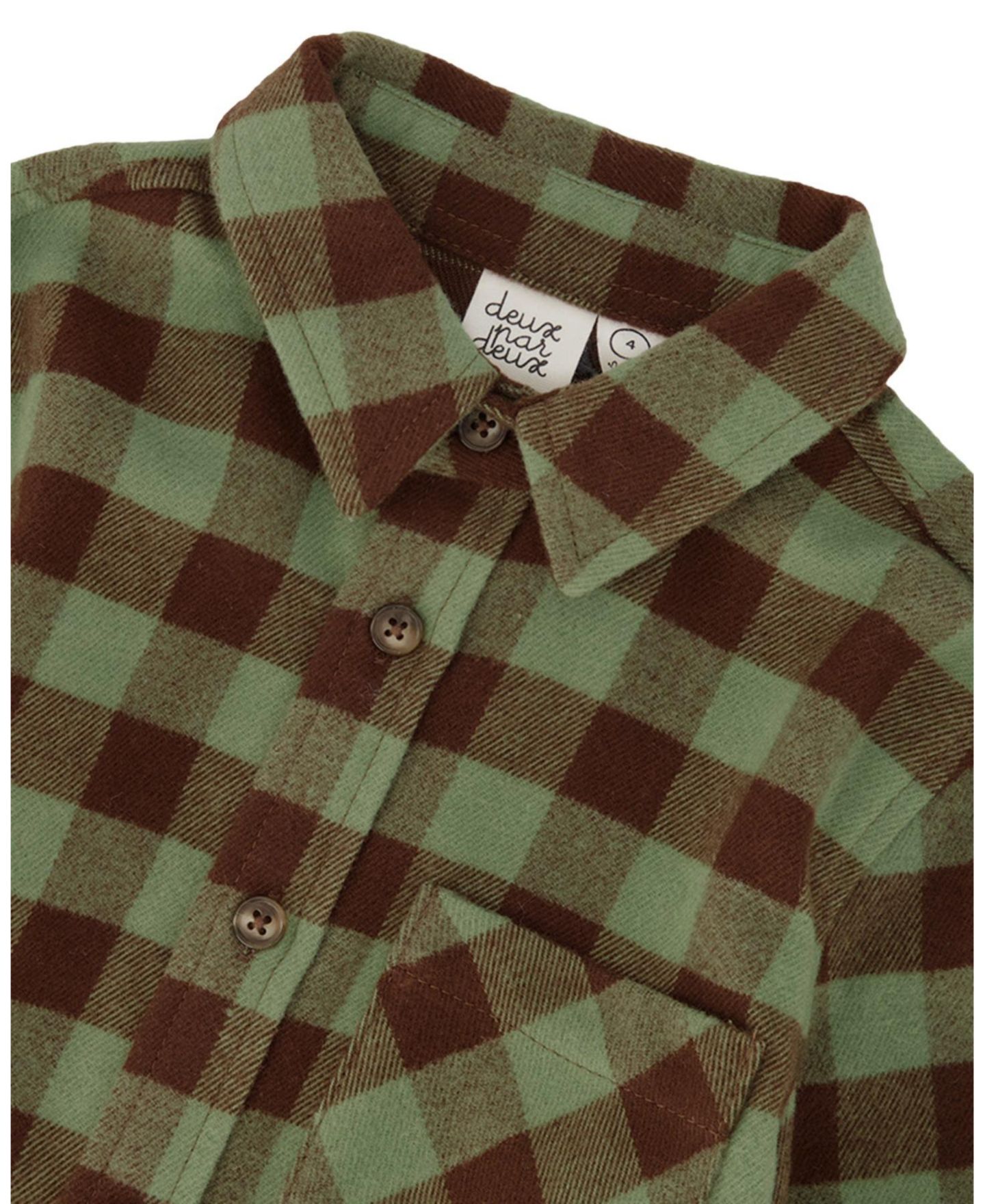 Рубашка Deux par Deux Brushed Flannel Shirt для мальчиков-малышей, цвет: Зелёный / Коричневый — фото 3
