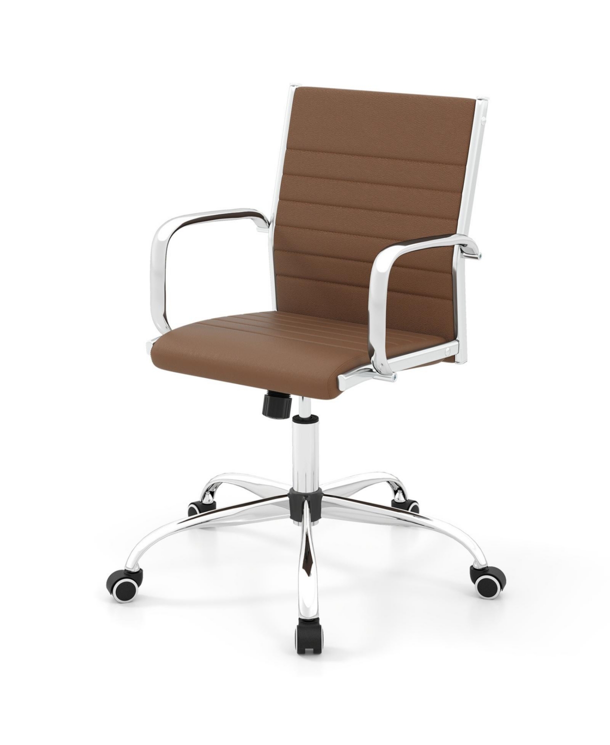 Sugift Height Adjustable Swivel Conference Chair with Rocking Backrest - Brown