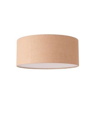 Stretch Flush Mount, Burlap Shade, Satin Nickel