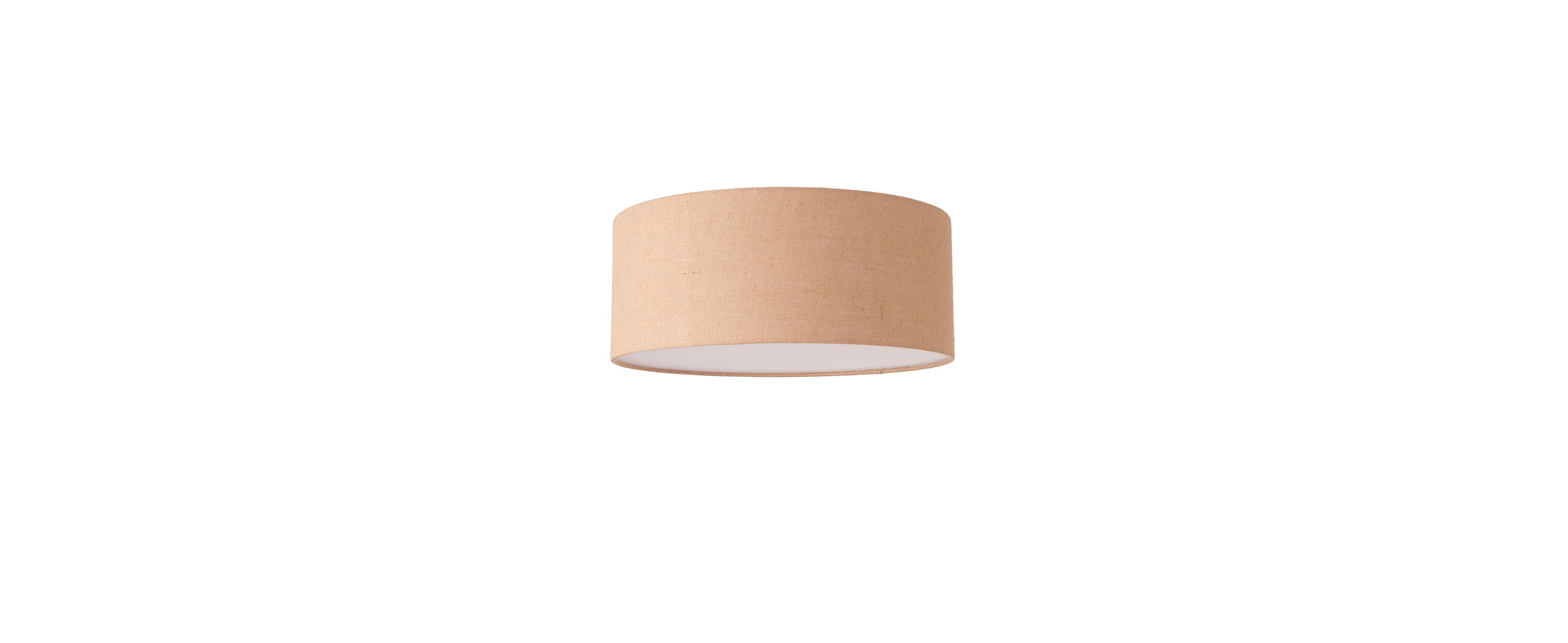 Nova Of California Stretch Flush Mount, Burlap Shade, Satin Nickel