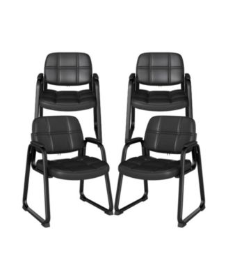 Set of 4 Upholstered Guest Chairs with Ergonomic Backrest and Armrests