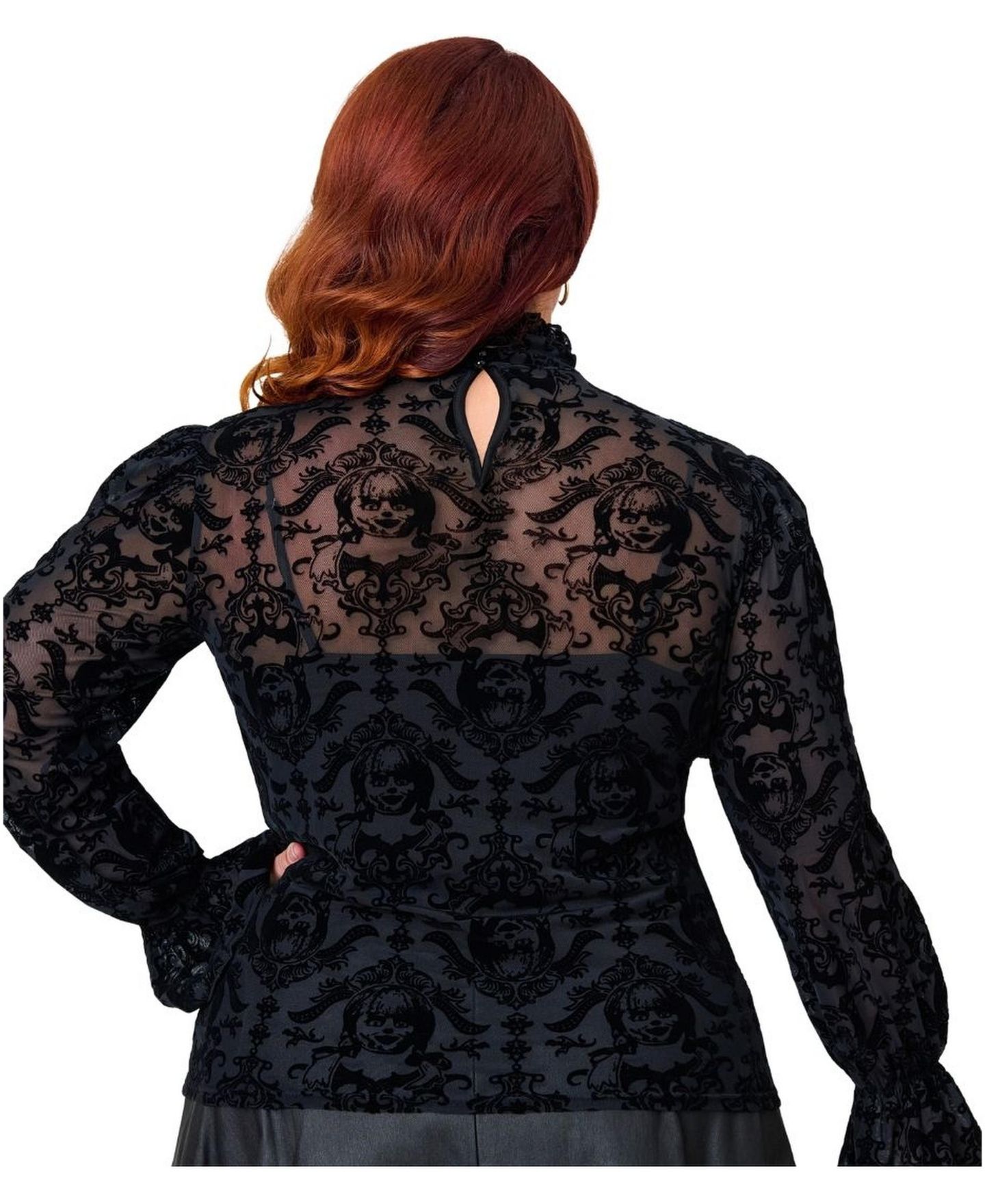 Женская блузка Unique Vintage Plus Size Donna, цвет: Чёрный с принтом — фото 2