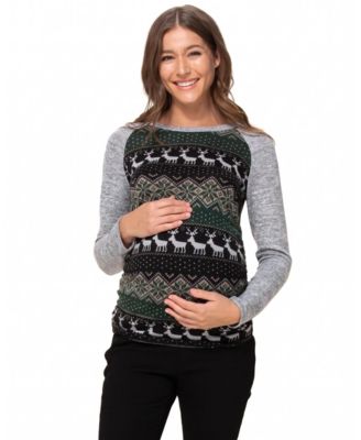 Women's Block Long-Sleeve Sweater Knit Top