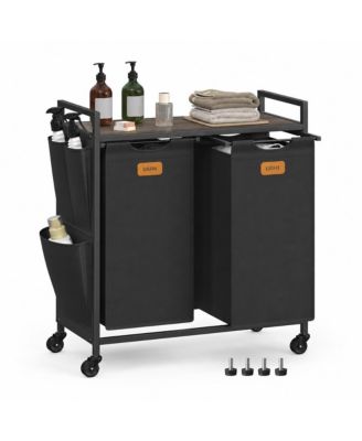 27 in Rolling Laundry Hamper with Shelves and Compartments