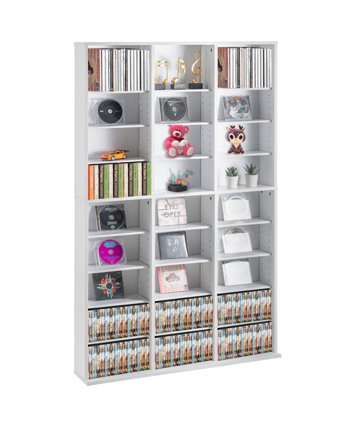 Sugift 9-Shelf 27-Compartment Engineered Wood Adjustable Media Storage Cabinet