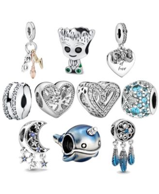 10 Pack Sterling Charms Sets for Bracelets Necklaces Gift