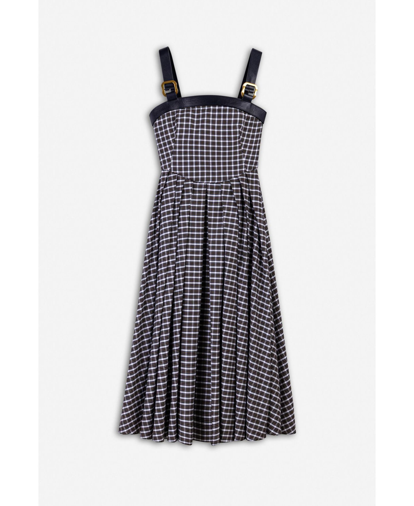 Женское платье NOCTURNE Square Neck Checked Midi, цвет: Тёмно-синий — фото 5