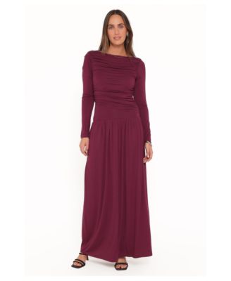 Women's Shirley Boat-Neck Long-Sleeve Maxi Dress