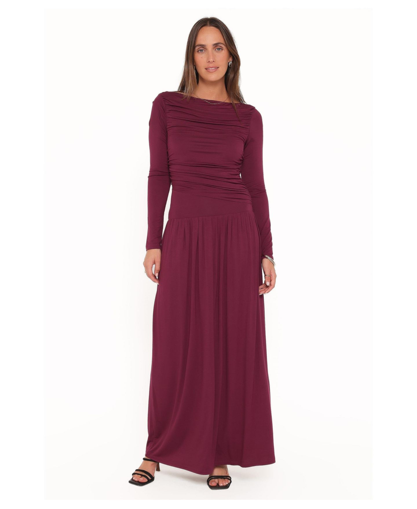 Женское платье Petal and Pup Shirley Boat-Neck Long-Sleeve Maxi, цвет: Бордовый — фото 1