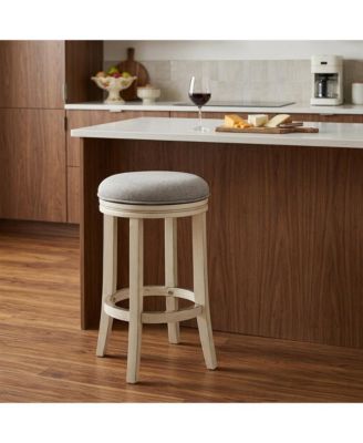 25 Inch Fabric and Solid Wood Backless Counter Height Swivel Bar Chair