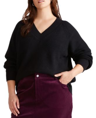 Plus Size Tori Chunky-Knit Relaxed V-Neck Sweater