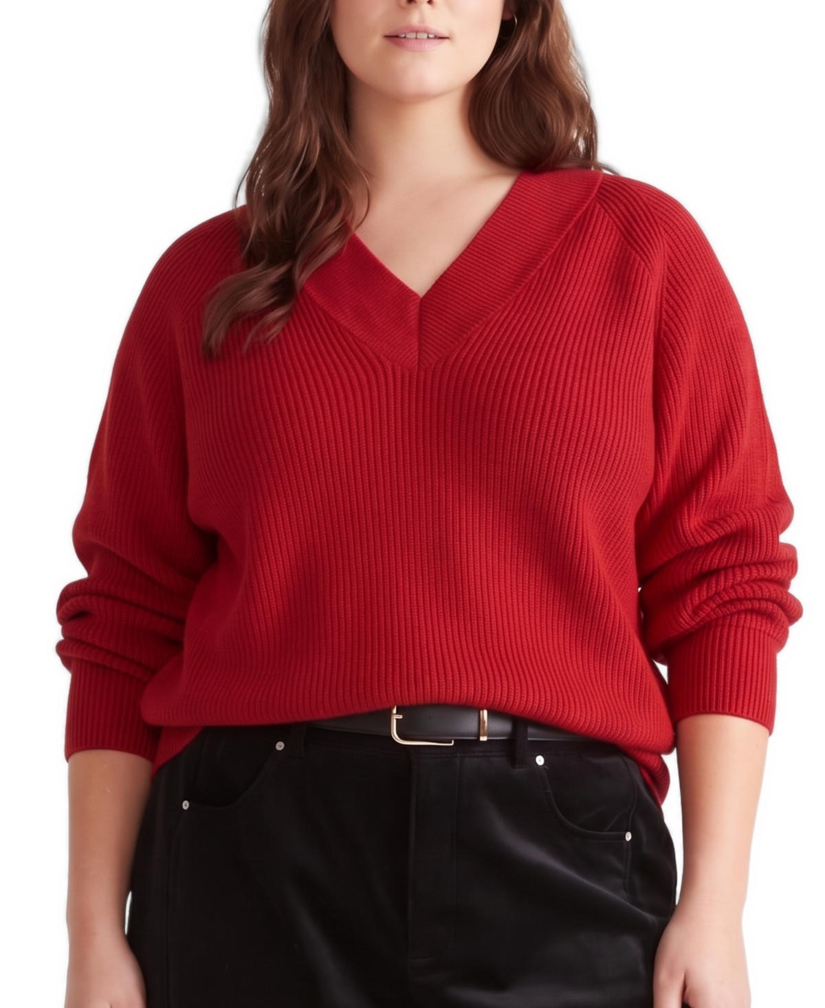 Universal Standard Plus Tori Chunky-Knit Relaxed V-Neck Sweater