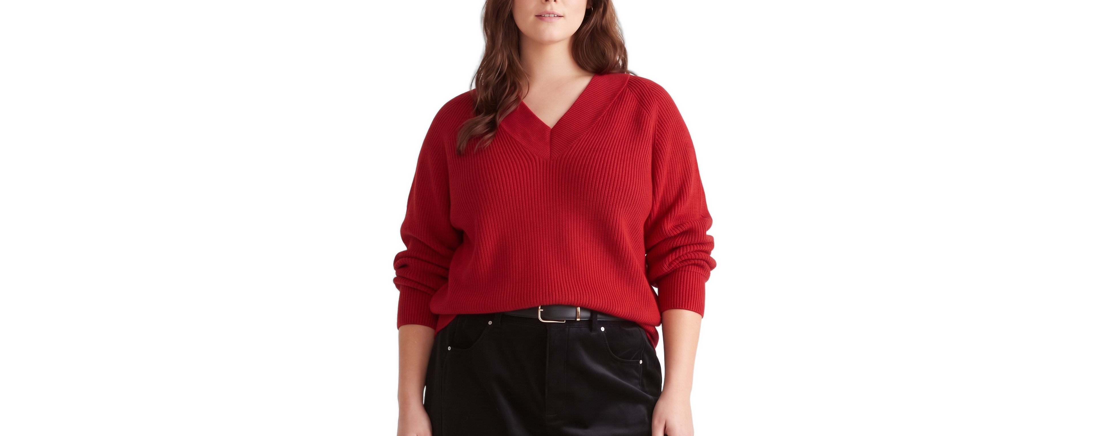 Universal Standard Plus Tori Chunky-Knit Relaxed V-Neck Sweater