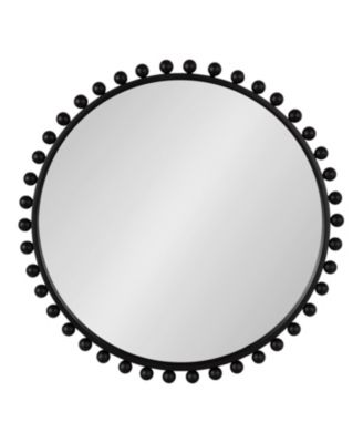 Beade Modern Round Ball Beaded Wall Mirror, 28 Inch Diameter, Transitional Circle Mirror for Use as Bathroom Mirror