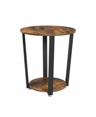 Round End Table with Storage Shelf, Living Room Furniture, 19.7 x 19.7 x 22.4 inches