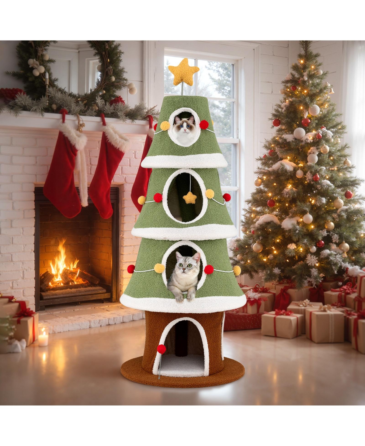 Zeny Large Christmas Cat Tree 61in with 4 Condos