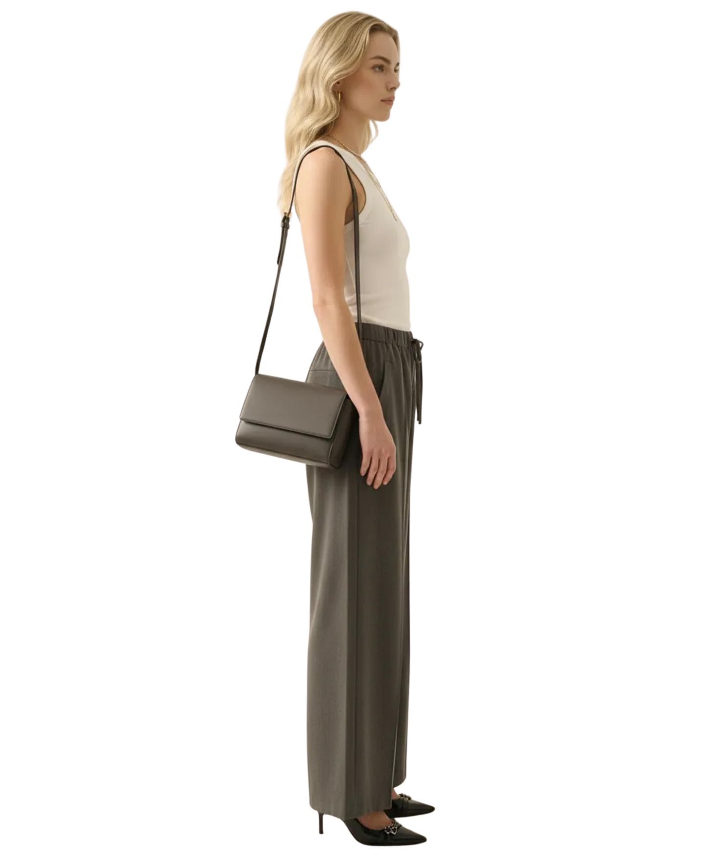 Женские брюки Modenaire High-Rise Drawstring Wide-Leg, цвет: Угольный — фото 3