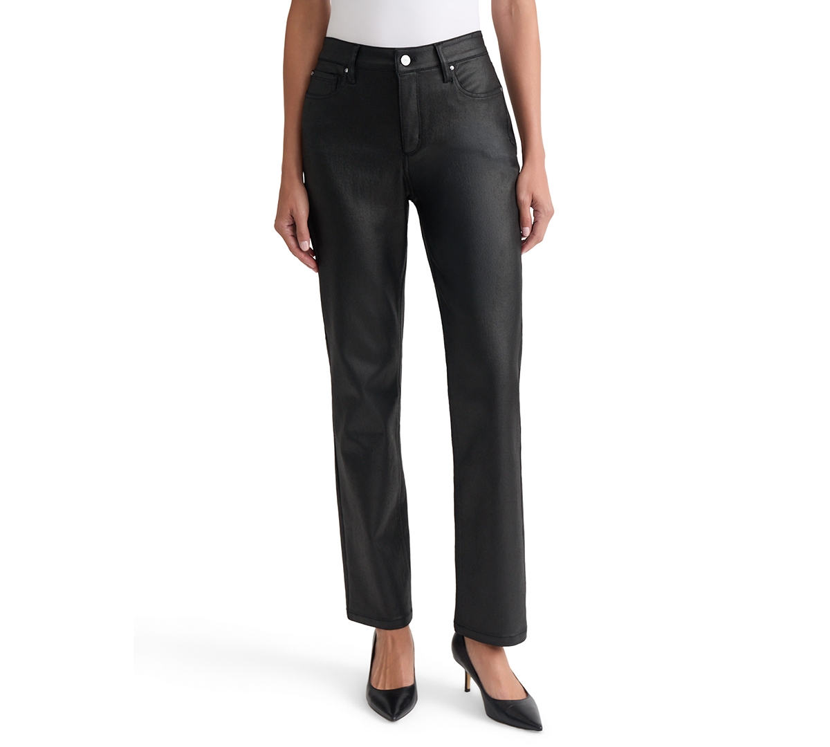 Jones New York Women's Lexington Coated High-Waist Straight Denim Jeans