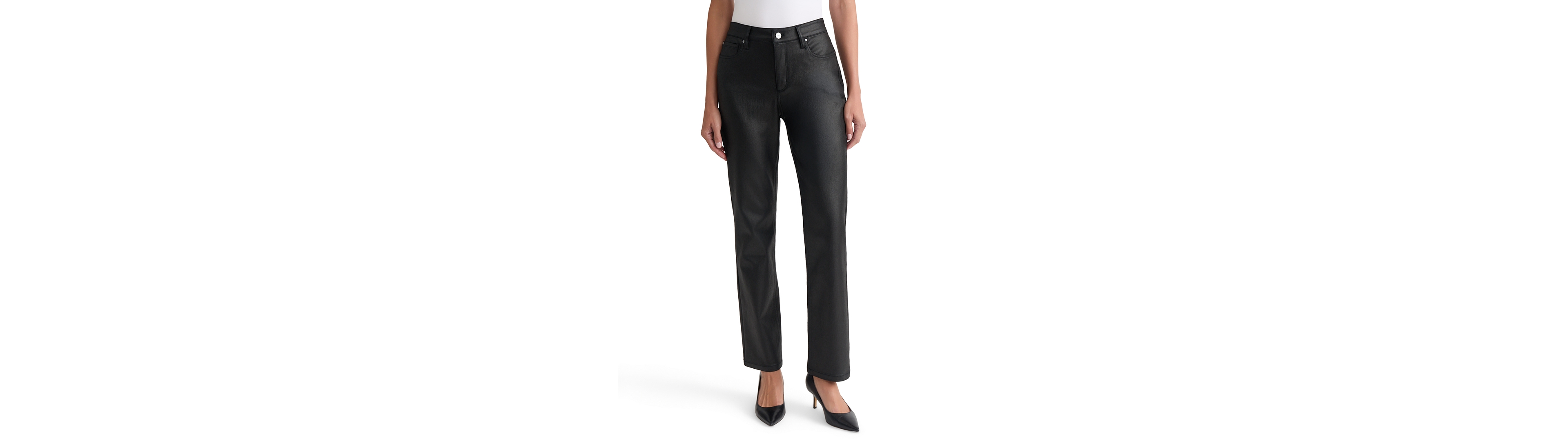 Jones New York Women's Lexington Coated High-Waist Straight Denim Jeans