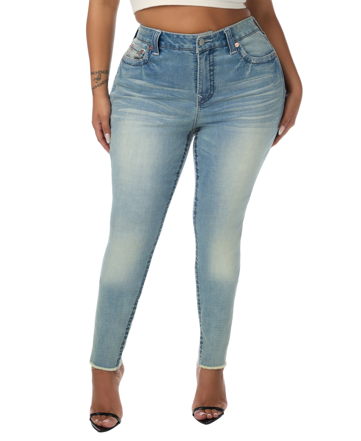 True Religion Women's Mid-Rise Skinny Light-Rinse Denim Jeans