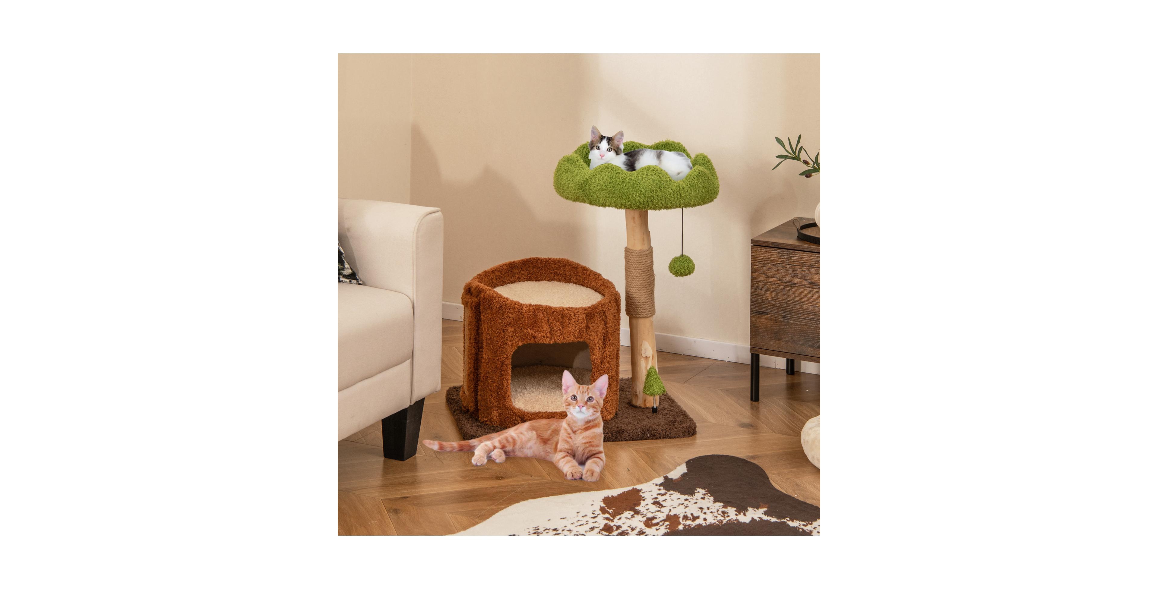 Zeny Multifunctional Cat Tree with Scratching Posts and Wide Top Perch