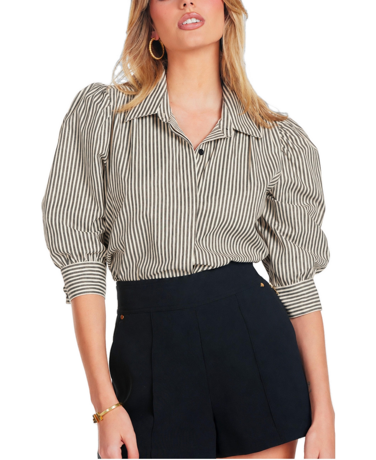 Bishop + Young Women's Cate Ruched Sleeve Top