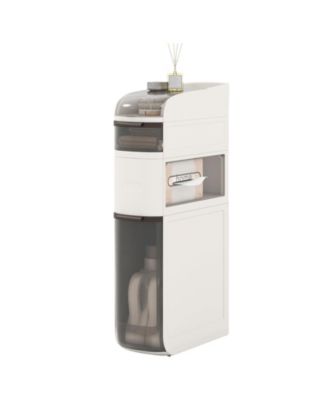 4-Tier Narrow Bathroom Storage Cabinet with Drawers and Tissue Box