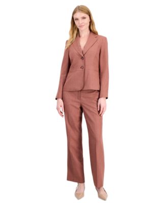 Petite Houndstooth Wide-Leg Work Jacket and Pants, 2-Piece Suit