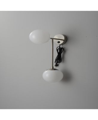Duo Modern Contemporary Wall Sconce - Satin Nickel, Plug-in