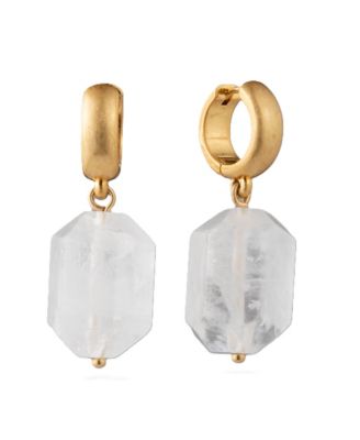 Gold-Plated Quartz Huggie Hoop Earrings