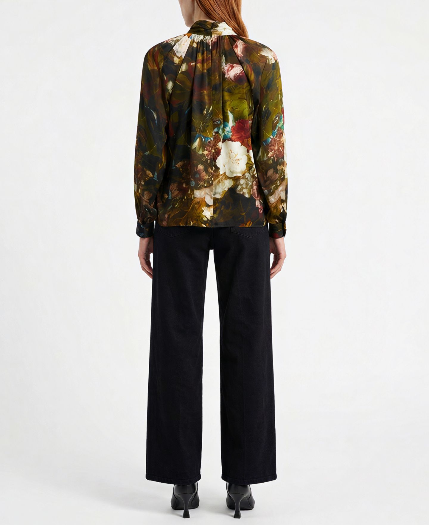 Женская блузка Elie Tahari Vivian Mock Neck Long-Sleeve Floral-Print, цвет: Verona Forrest — фото 4