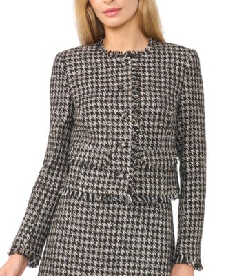 Women's Gold Flecked Tweed Cropped Jacket