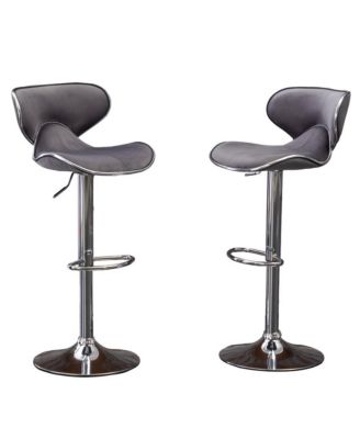 Masaccio Velvet Upholstered Adjustable Swivel Barstool, Set of 2
