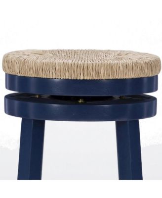 Rubberwood Swivel Bar Stool with Seagrass Seat