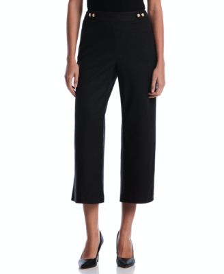 Petite Cropped Wide-Leg Stretch Pants
