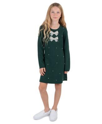 Girls' 7-16 Long-Sleeve Sweater-Knit Dress