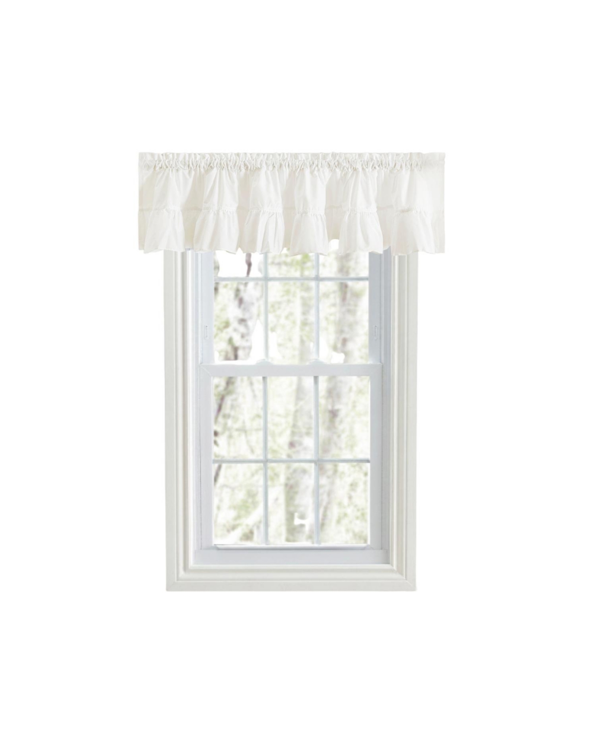 Ellis Curtain 65percentage Polyester 35percentage Cotton Classic Wide Solid Color Perma Press Ruffled Window Valance - White