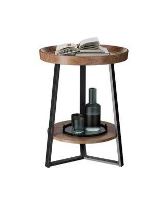 Farmhouse End Table With Storage Shelf