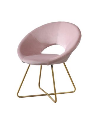 Slatina Pink Silky Velvet Upholstered Accent Chair with Gold Tone Finished Base