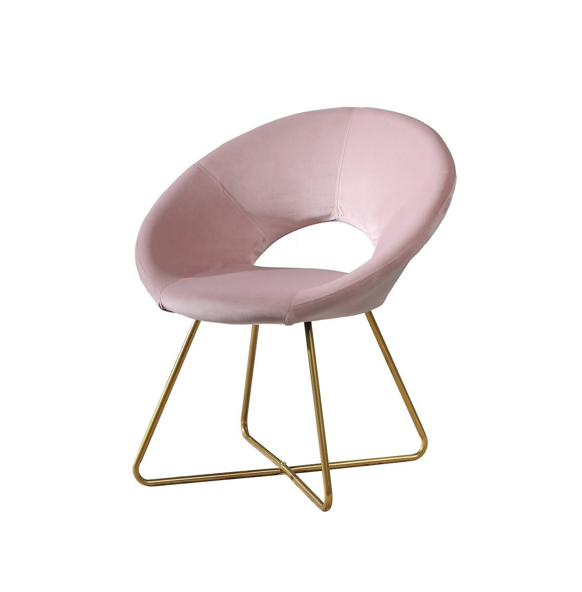 Roundhill Furniture Slatina Pink Silky Velvet Upholstered Accent Chair with Gold Tone Finished Base - Pink