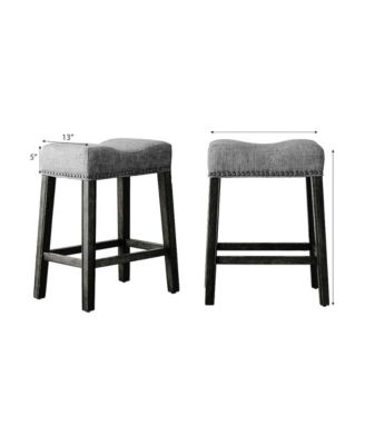 CoCo Upholstered Backless Saddle Seat Counter Stools 24", Set of 2