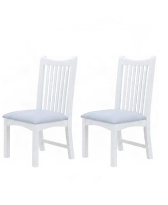 Solid Beechwood Upholstered Dining Side Chairs with Faux Leather Seat, Set of 2