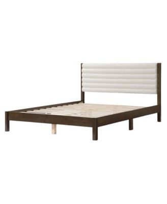 Boucle Upholstered Queen Bed Frame with Headboard - Modern Design