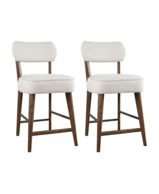 Rubberwood Boucle Counter Height Bar Stools
