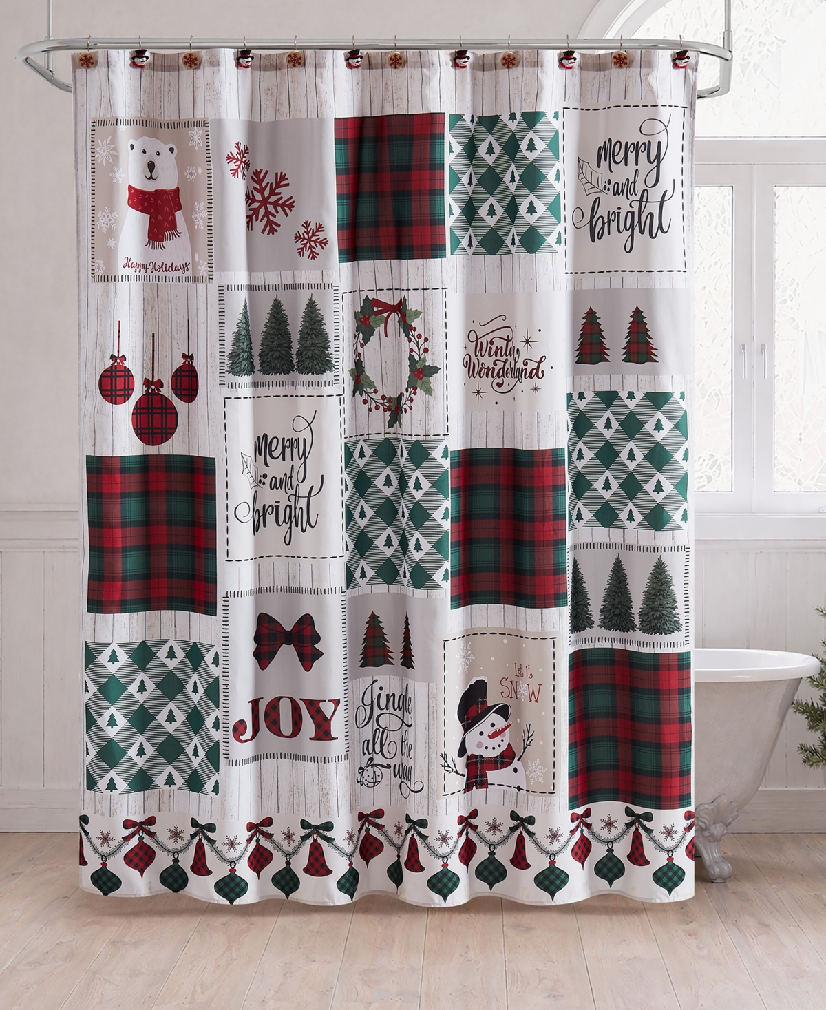 Avanti Patchwork Plaid Shower Curtain, 72" x 72"