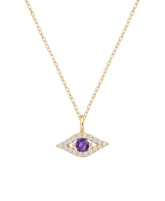 Amethyst and Diamond Evil Eye Pendant (1/10 ct. t.w. Amethyst, 1/10 ct. t.w. Diamond) in 14k Gold