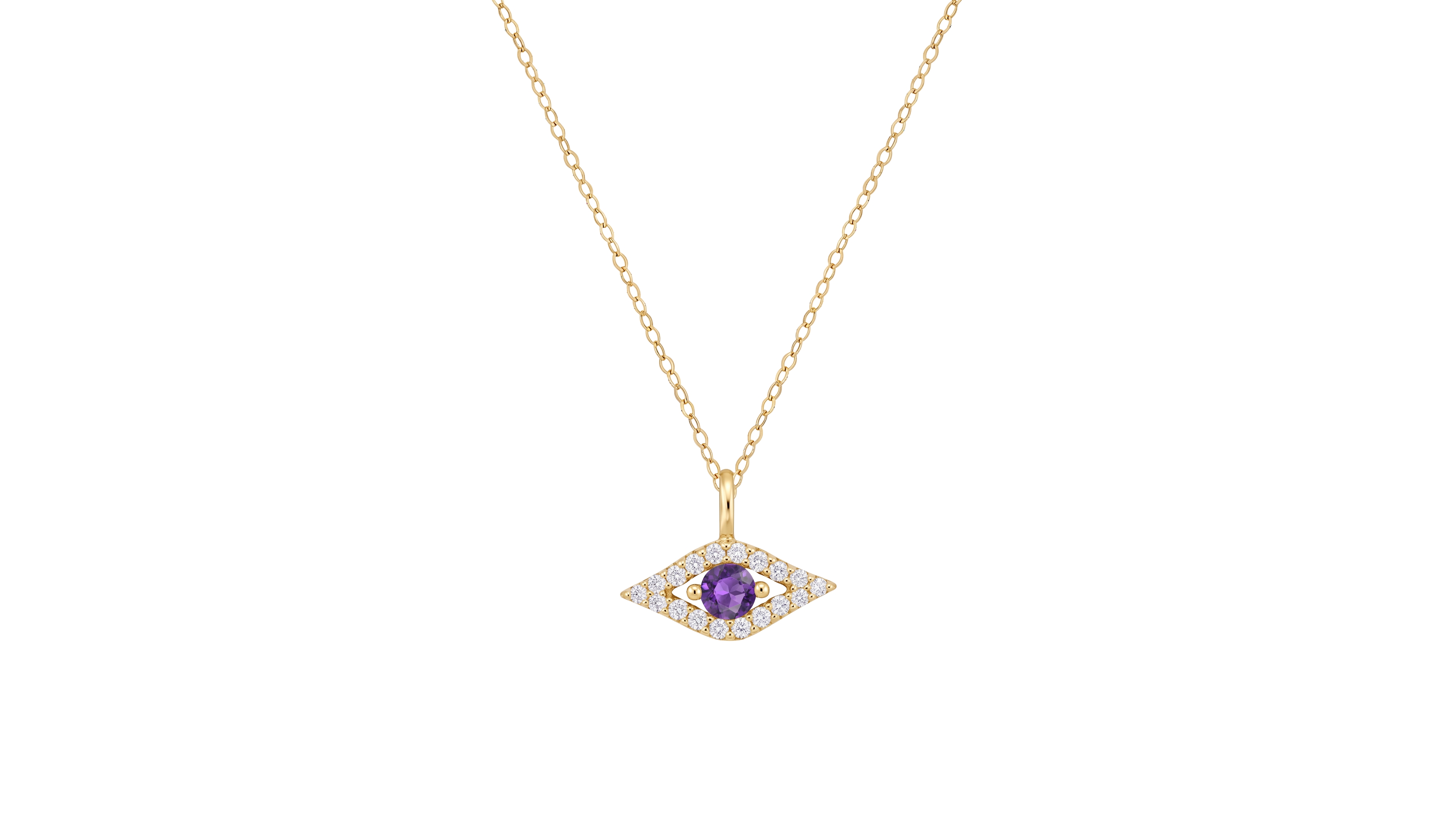 Macy's Amethyst and Diamond Evil Eye Pendant (1/10 ct. t.w. Amethyst, 1/10 ct. t.w. Diamond) in 14k Gold